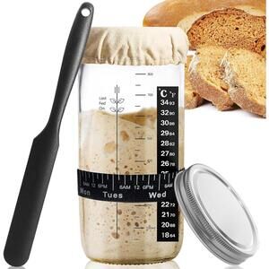Sourdough Starter Jar Sourdough Starter Kit with Date Marked Feeding Band 35onz